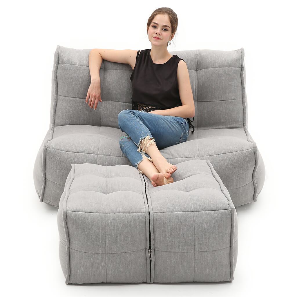 серое двойной модульный диван Twin Couch из Sofa Weave — дизайн и качество