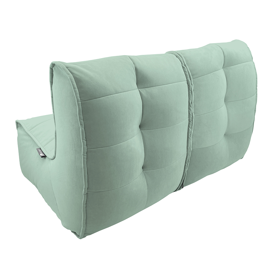 мятное двойной модульный диван Twin Couch велюровое для гостиной и переговорной — крупный план