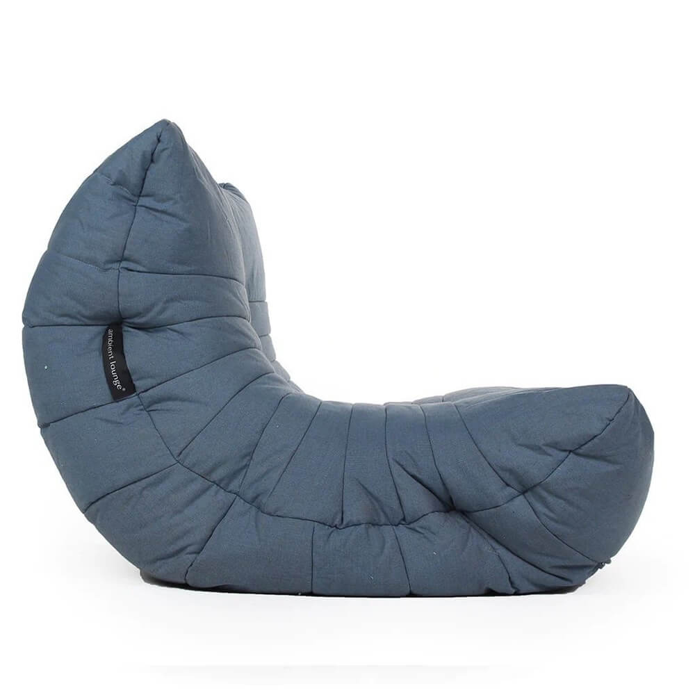 джинсово-синее акустический бескаркасный диван Acoustic Sofa уличное из олефина для домашнего кинотеатра, офиса и студии — вид сбоку