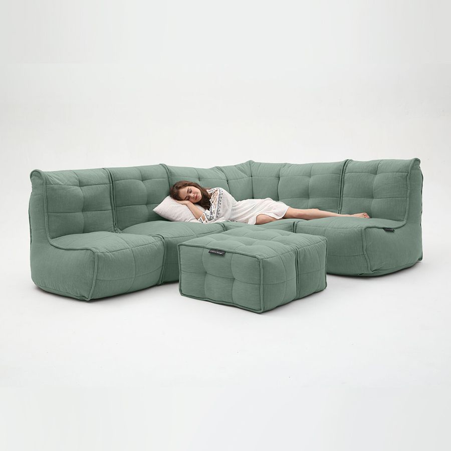 мятное большой лаунж-гарнитур Mod5 Living Lounge шенилловое в интерьере гостиная