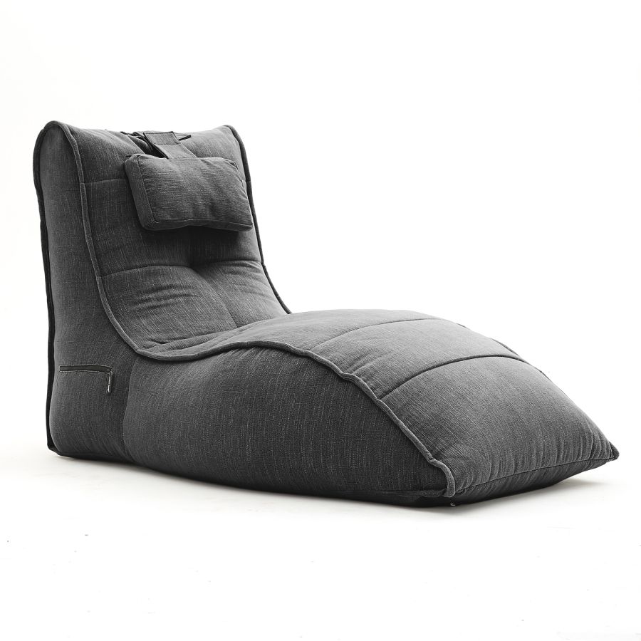 чёрное-графитовое бескаркасный лаунж-диван Avatar Sofa шенилловое для гостиной, кабинета и лаунж-зоны — фото в интерьере