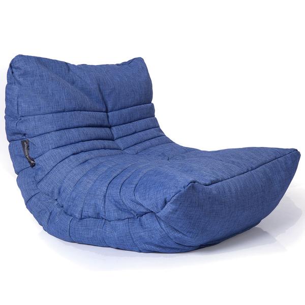 синее акустический бескаркасный диван Acoustic Sofa из Sofa Weave для домашнего кинотеатра, офиса и студии — вид сбоку