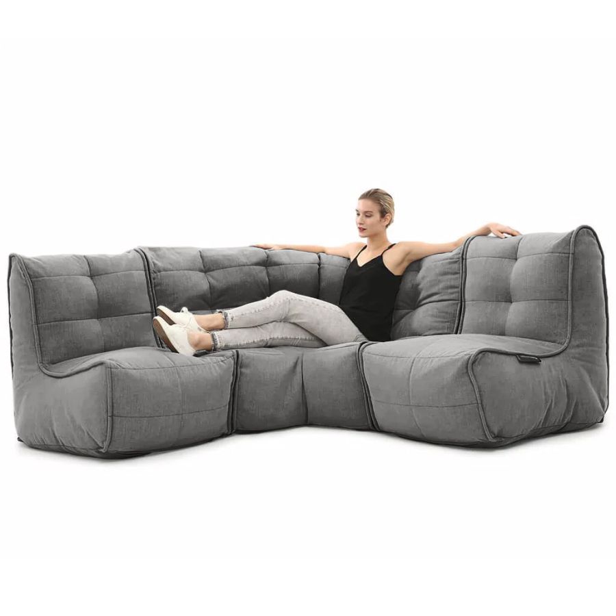 тёмно-серое угловой модульный диван Mod3 Cozy Corner шенилловое для гостиной и кабинета — вид сбоку