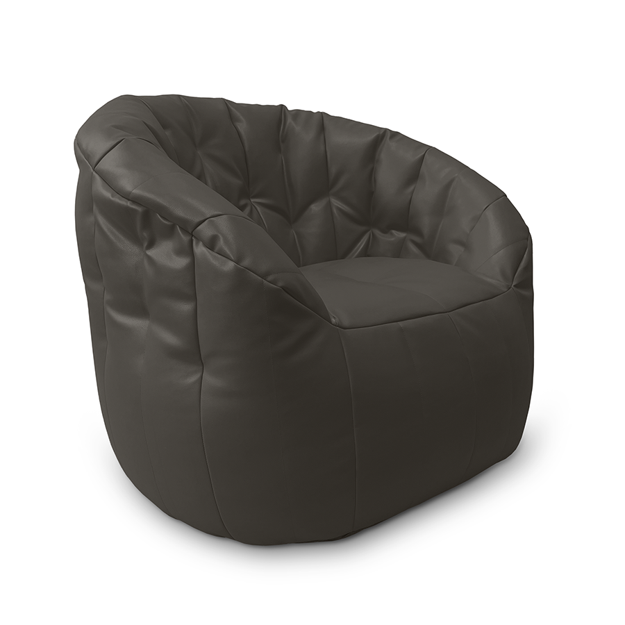 тёмно-серое полукруглое бескаркасное кресло Butterfly Sofa из экокожи для гостиной, домашнего кинотеатра и офиса