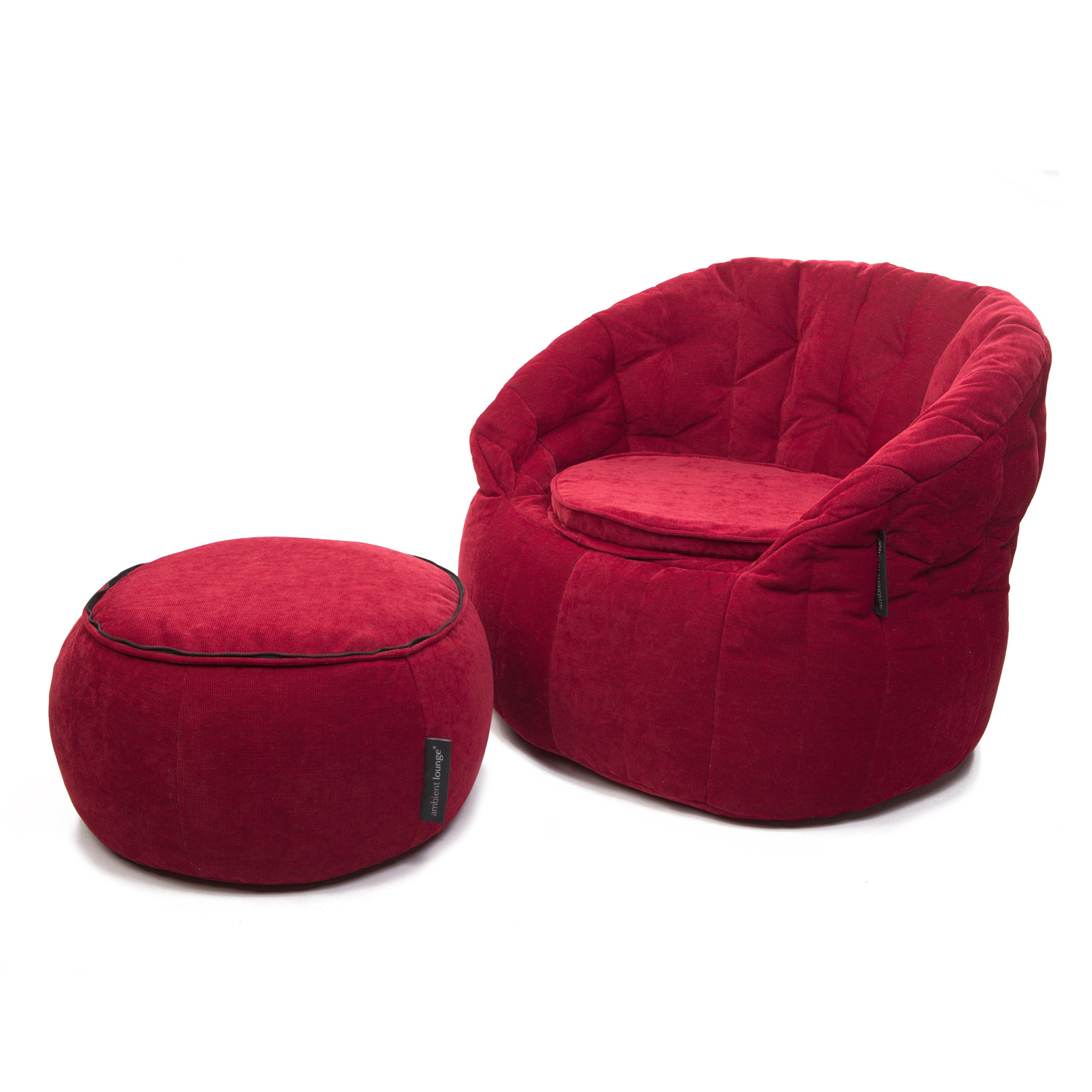 красное пуф с подлокотниками Wing Ottoman из Sofa Weave для гостиной и лаунж-зоны — крупный план