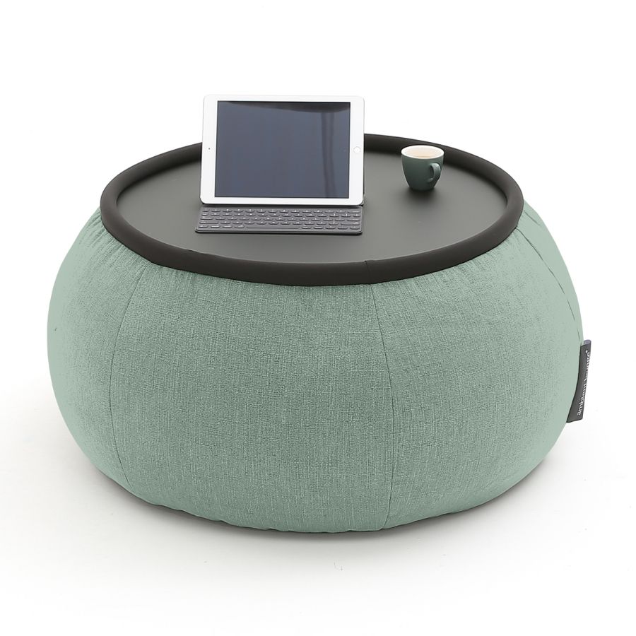 мятное складной столик Versa Table шенилловое для гостиной и лаунж-зоны рядом с диваном — фото в интерьере