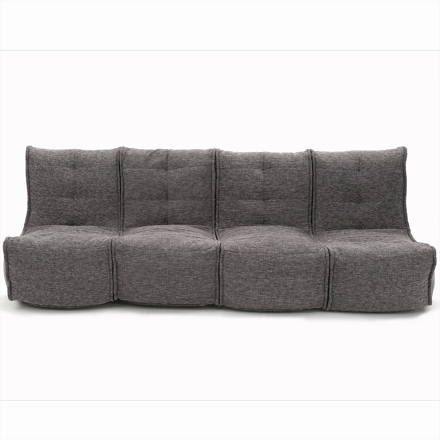 тёмно-серое четырёхместный модульный диван Mod4 Quad Couch из Sofa Weave для гостиной и домашнего кинотеатра — вид сбоку