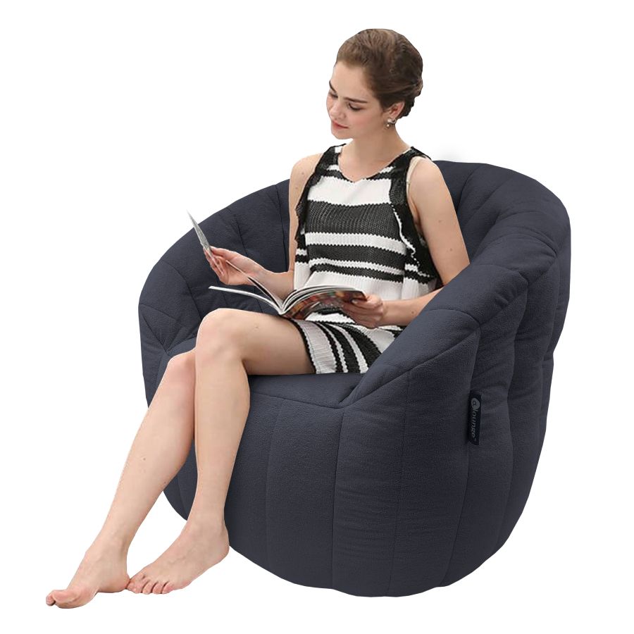 тёмно-серое полукруглое бескаркасное кресло Butterfly Sofa для гостиной, домашнего кинотеатра и офиса