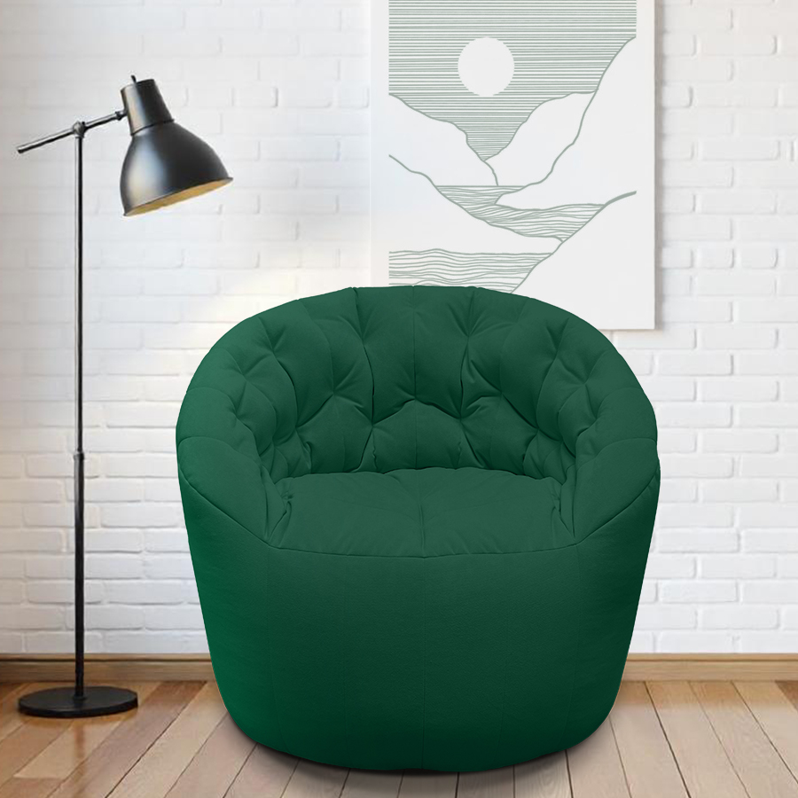 Купить лёгкое бескаркасное кресло Butterfly Light Sofa - Forest Green (зеленый Велюр)