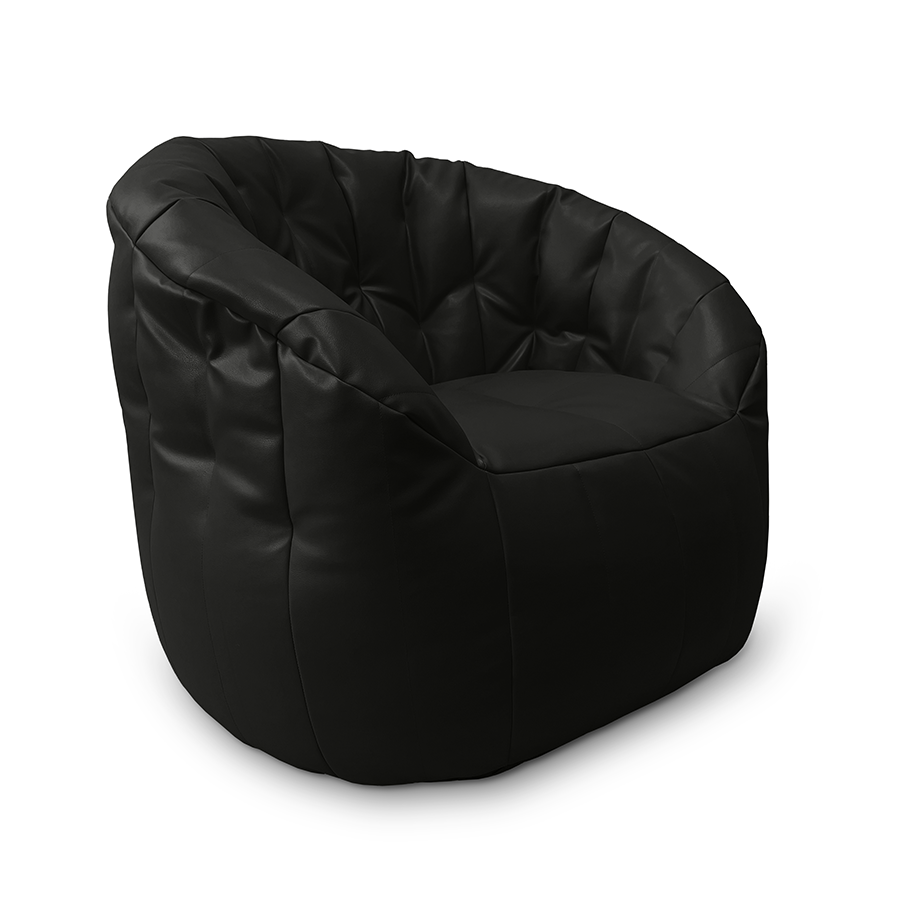чёрное-графитовое полукруглое бескаркасное кресло Butterfly Sofa из экокожи для гостиной, домашнего кинотеатра и офиса