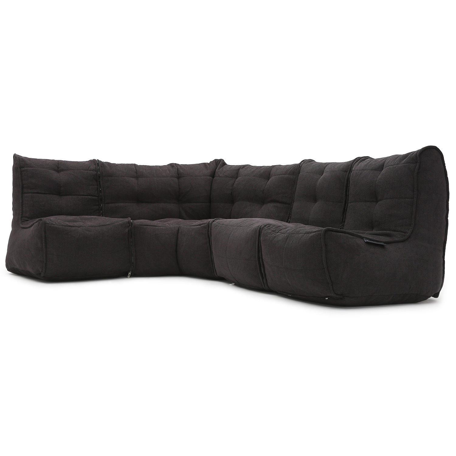 чёрное-графитовое Г-образный модульный диван Mod4 L Sofa из Sofa Weave для гостиной и зала — фото в интерьере
