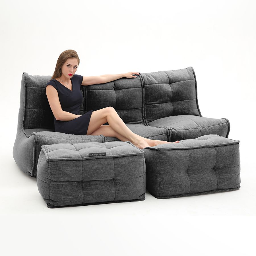 чёрное-графитовое просторный диван-кинотеатр Mod3 Movie Couch Deluxe шенилловое для домашнего кинотеатра — вид сбоку