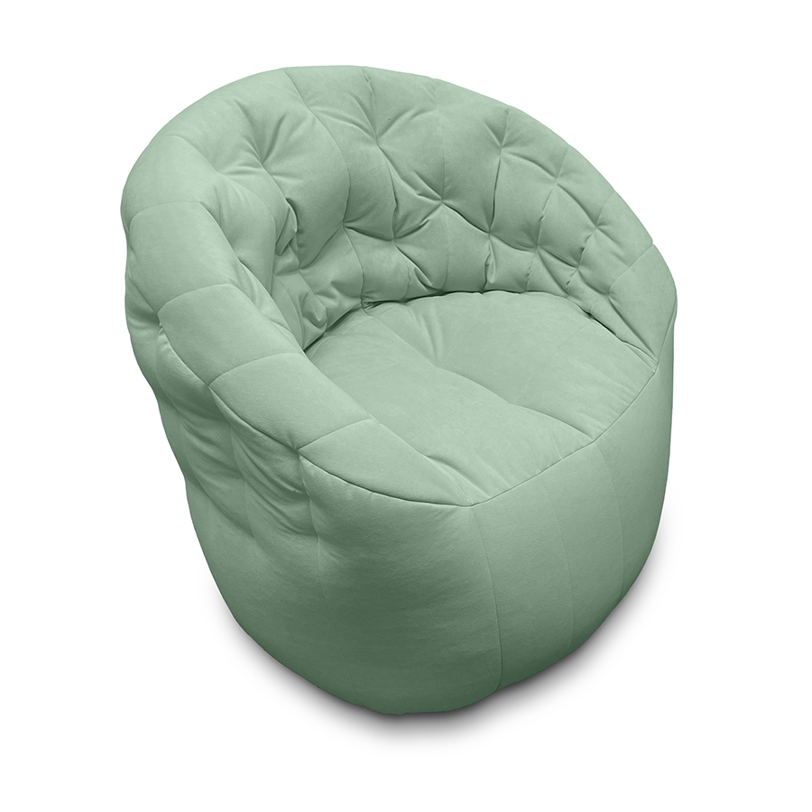 Купить лёгкое бескаркасное кресло Butterfly Light Sofa - Pepper Mint (мятный серо-зеленый Велюр)