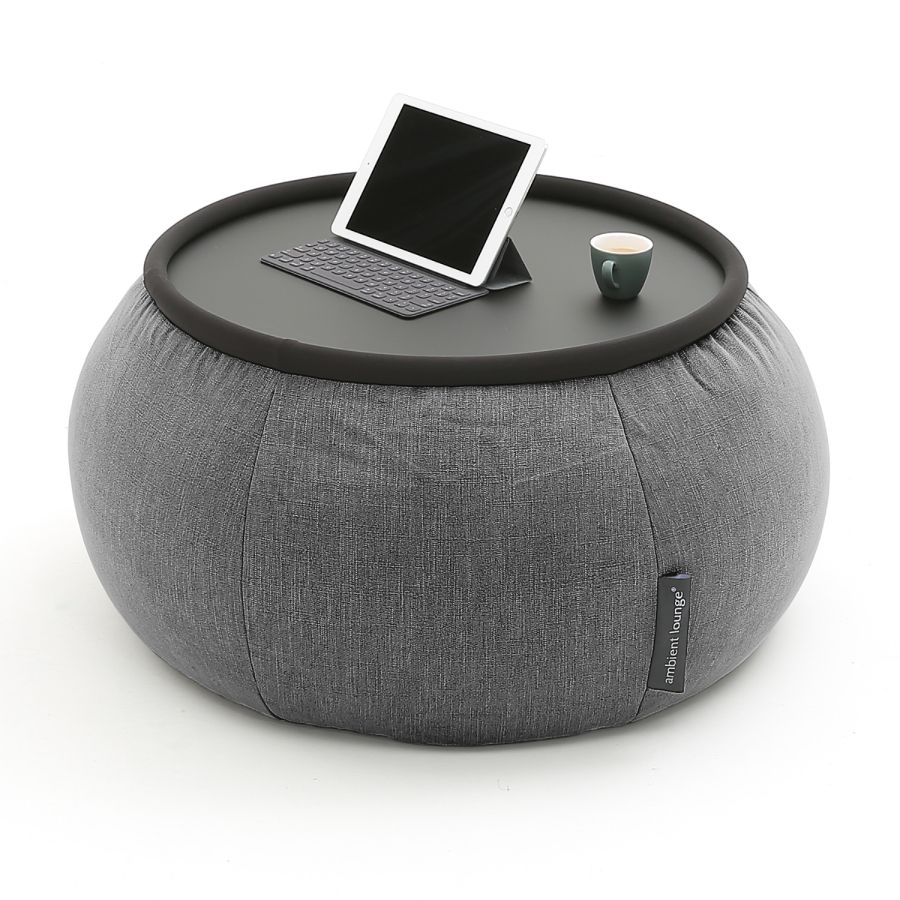 чёрное-графитовое складной столик Versa Table шенилловое для гостиной и лаунж-зоны рядом с диваном — вид сбоку