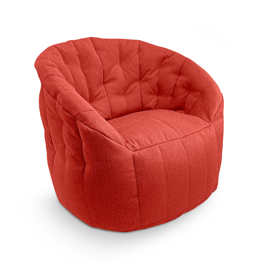 красное полукруглое бескаркасное кресло Butterfly Sofa жаккардовое для гостиной, домашнего кинотеатра и офиса — вид сбоку