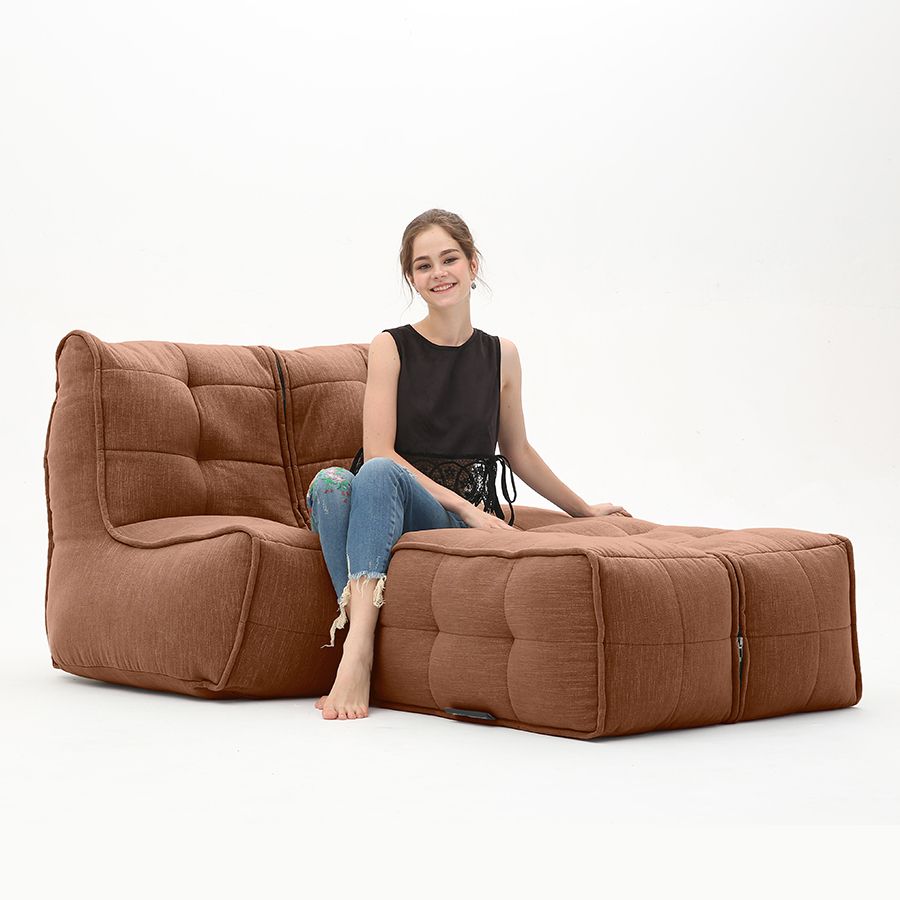 терракотовое просторный модульный диван Twin Couch Deluxe шенилловое для гостиной и лаунж-зоны