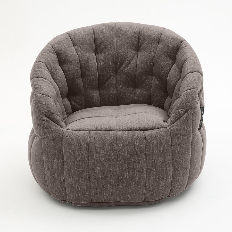 шоколадное полукруглое бескаркасное кресло Butterfly Sofa шенилловое для гостиной, домашнего кинотеатра и офиса