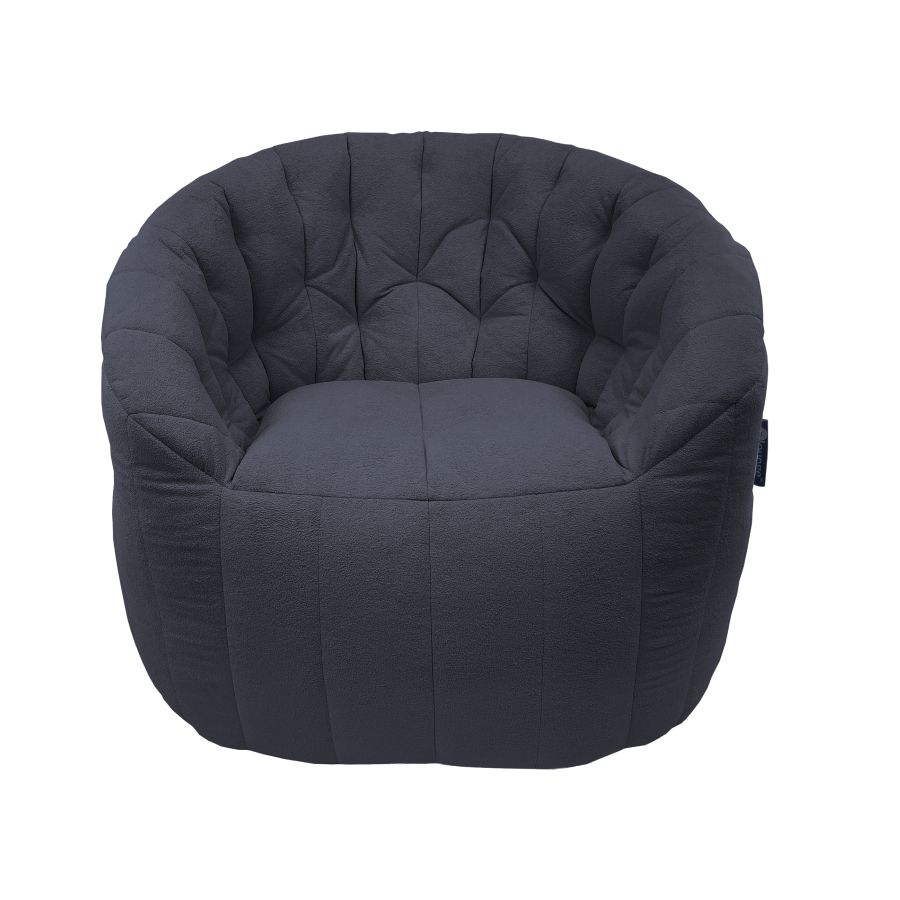 тёмно-серое полукруглое бескаркасное кресло Butterfly Sofa для гостиной, домашнего кинотеатра и офиса