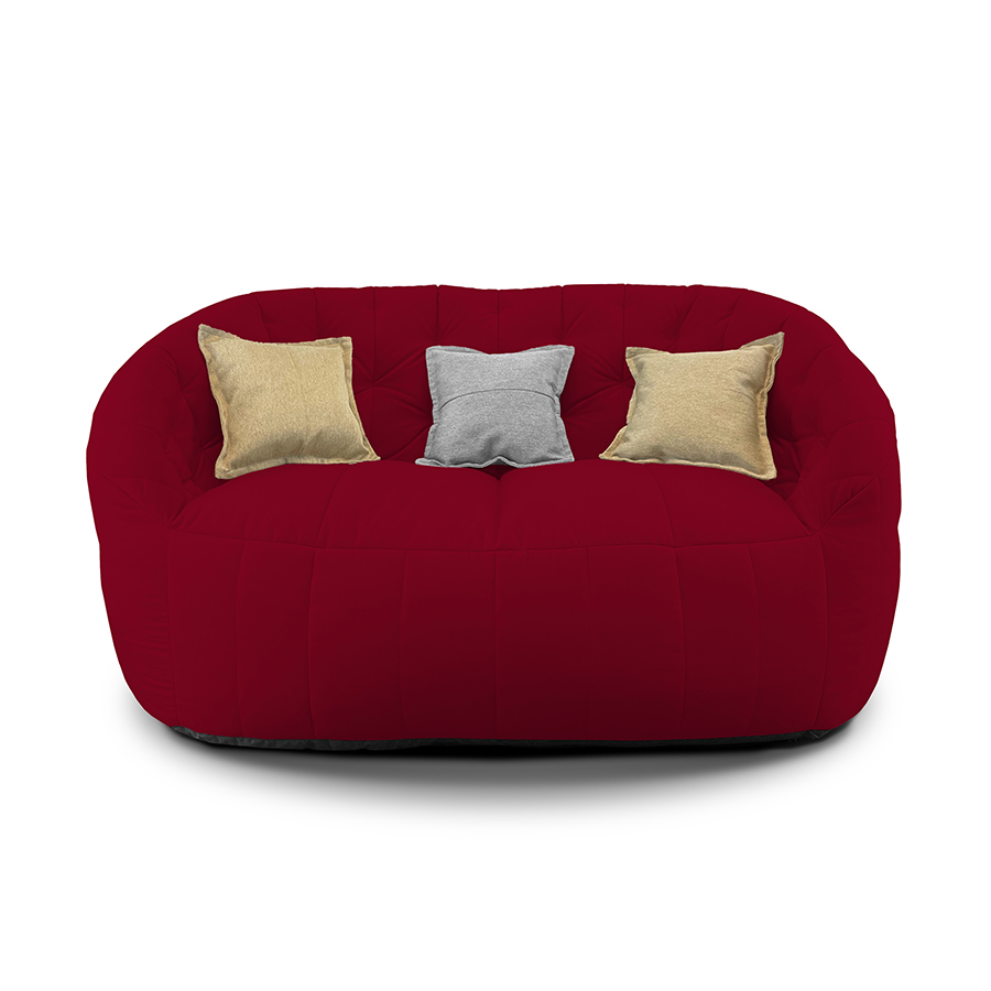 красное двойной бескаркасный диван Butterfly Twin Sofa велюровое для гостиной и домашнего кинотеатра