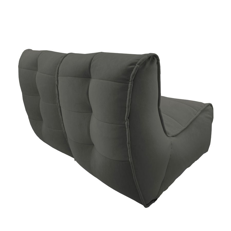 чёрное-графитовое двойной модульный диван Twin Couch велюровое для гостиной и переговорной — вид сбоку