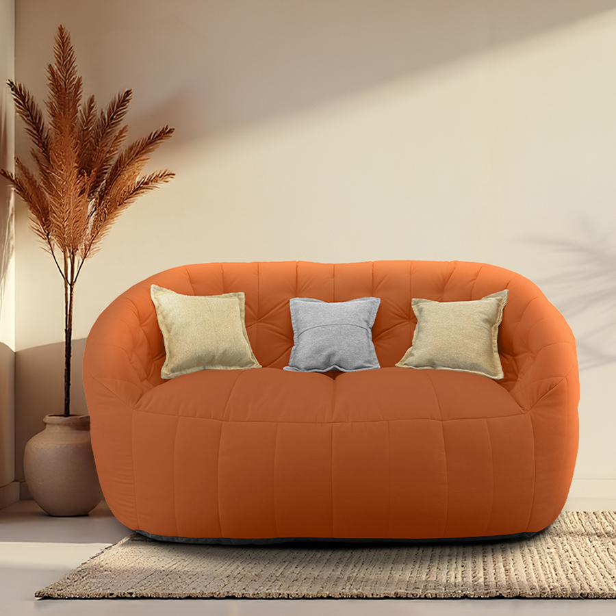 терракотовое двойной бескаркасный диван Butterfly Twin Sofa велюровое в интерьере гостиная