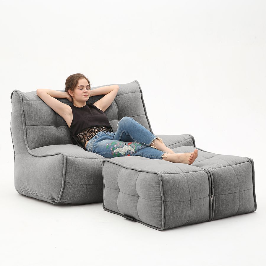 тёмно-серое просторный модульный диван Twin Couch Deluxe шенилловое для гостиной и лаунж-зоны — фото в интерьере
