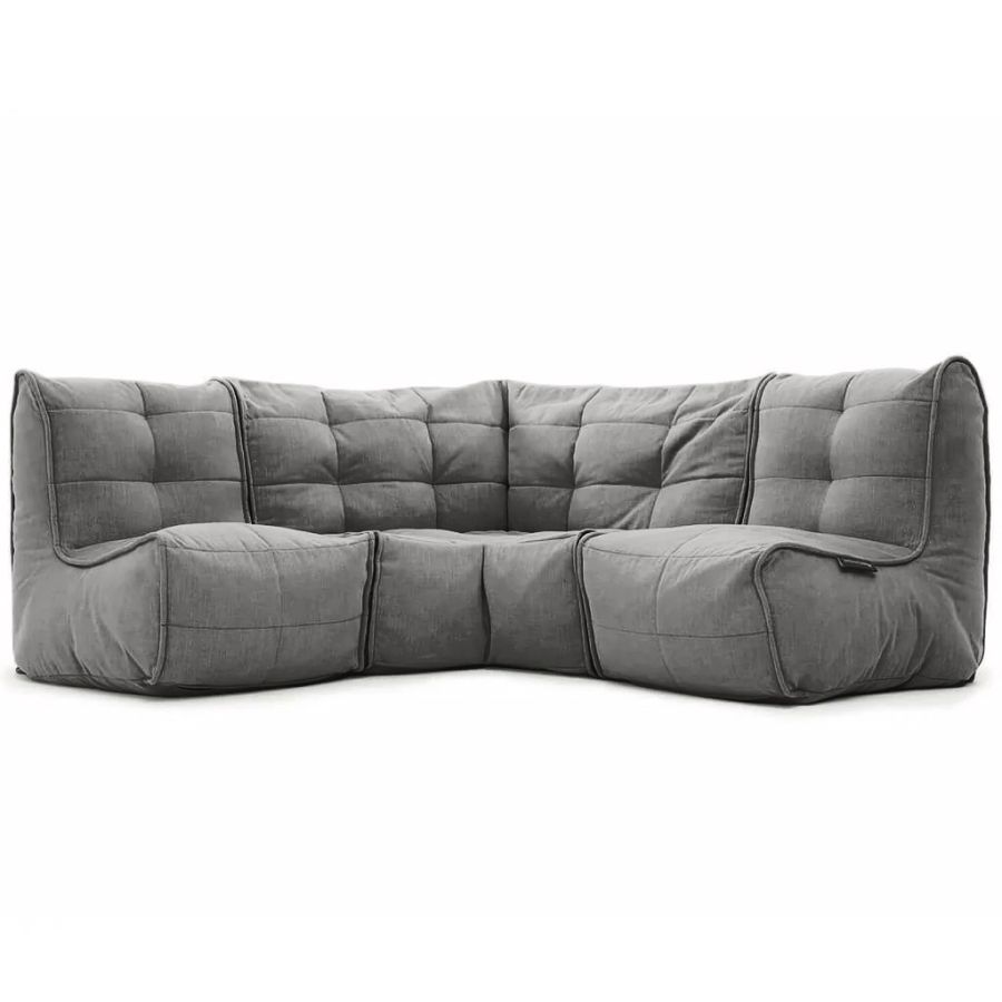 тёмно-серое угловой модульный диван Mod3 Cozy Corner шенилловое для гостиной и кабинета — фото в интерьере
