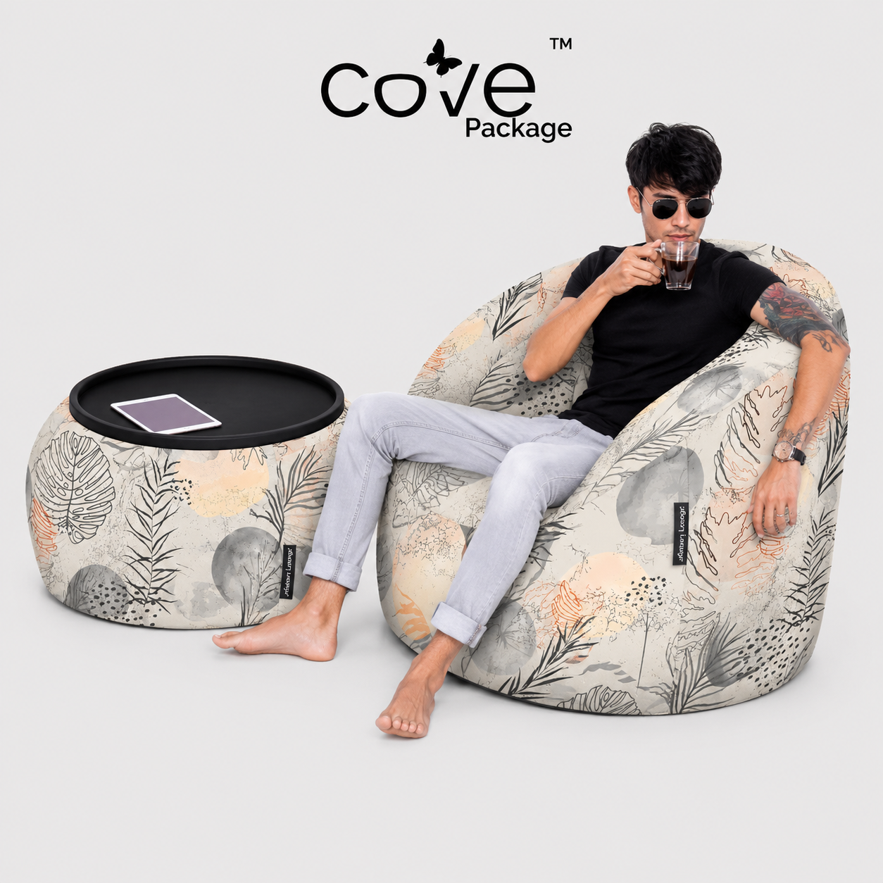 Бескаркасное кресло + столик-пуф Cove Package™ (под заказ)