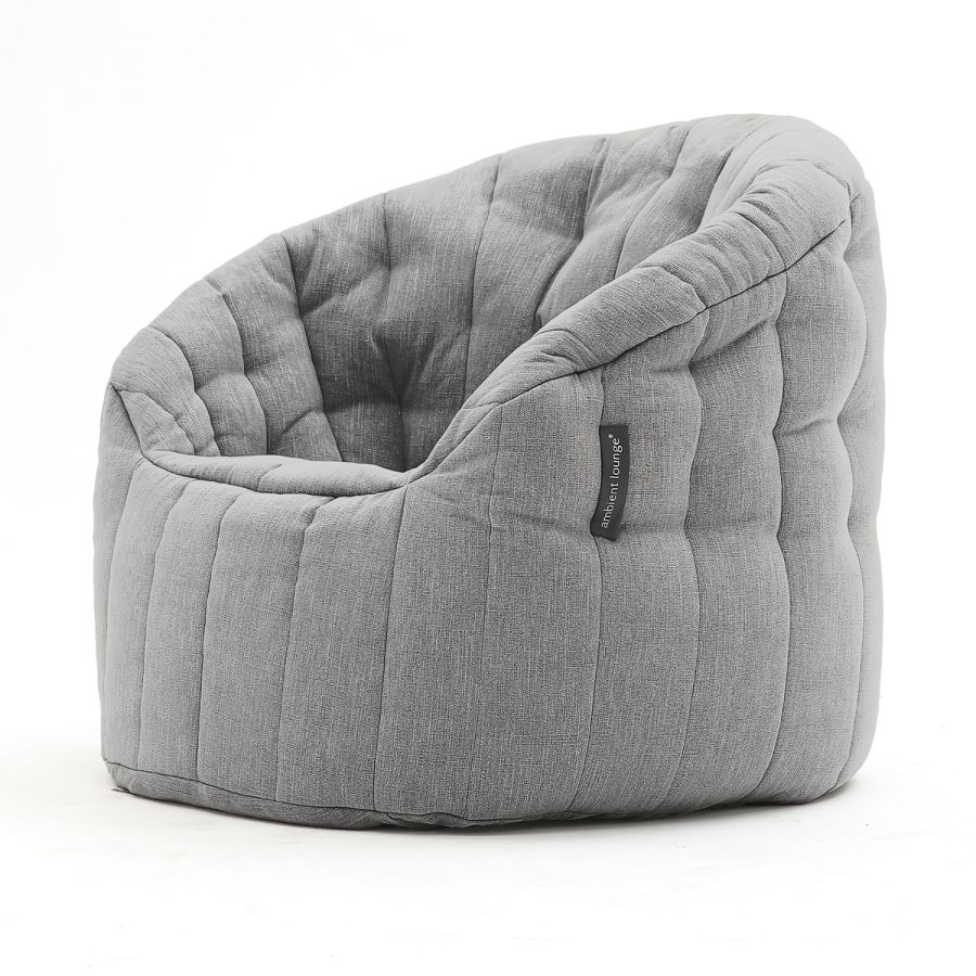 тёмно-серое полукруглое бескаркасное кресло Butterfly Sofa шенилловое для гостиной, домашнего кинотеатра и офиса — вид сбоку