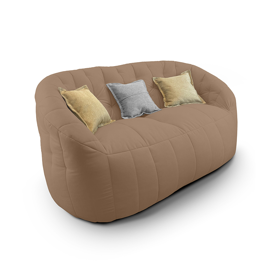 кофейное двойной бескаркасный диван Butterfly Twin Sofa велюровое для гостиной и домашнего кинотеатра
