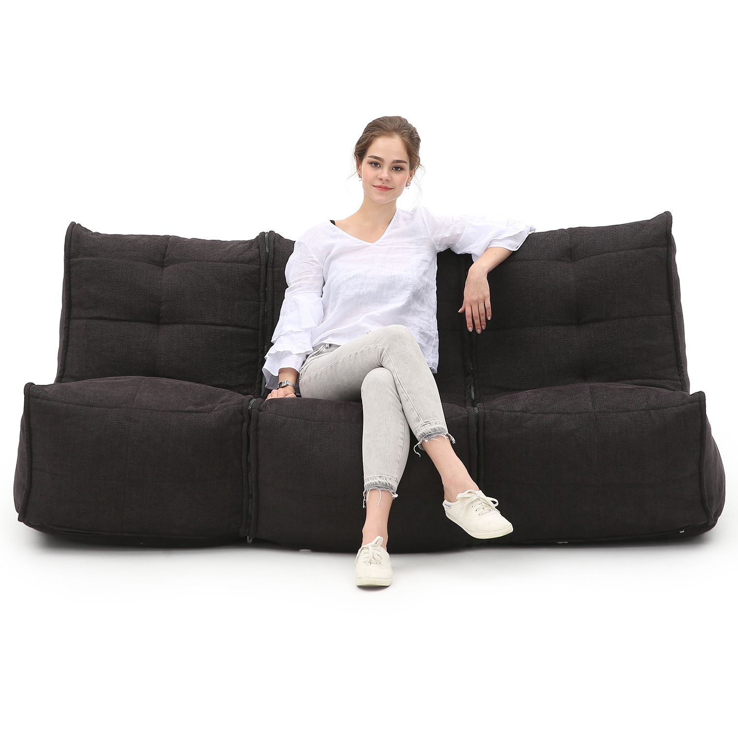 чёрное-графитовое модульный диван-кинотеатр Mod3 Movie Couch из Sofa Weave для домашнего кинотеатра и гостиной