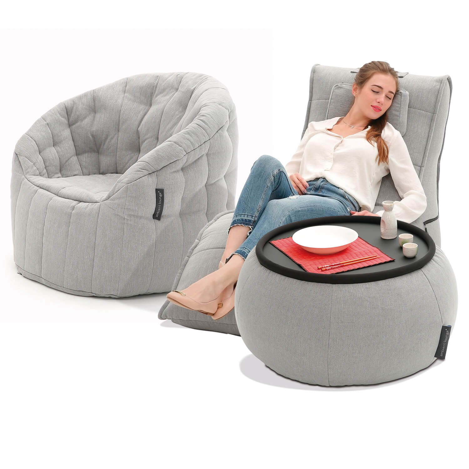 серое лаунж-комплект Loft Package из Sofa Weave для гостиной и офиса