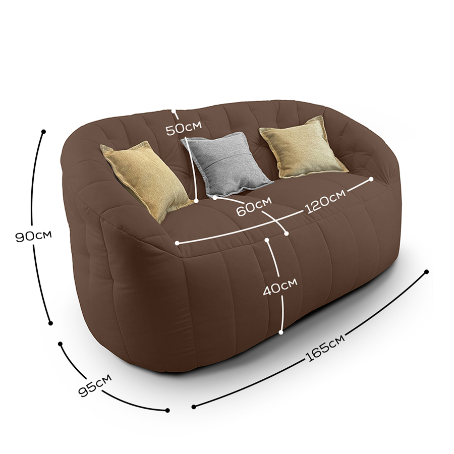 шоколадное двойной бескаркасный диван Butterfly Twin Sofa велюровое для гостиной и домашнего кинотеатра