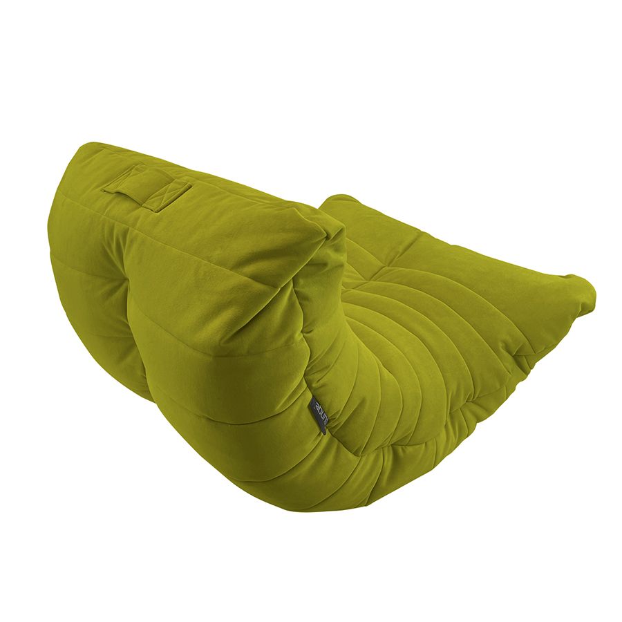 зелёное акустический бескаркасный диван Acoustic Sofa велюровое для домашнего кинотеатра, офиса и студии — фото в интерьере