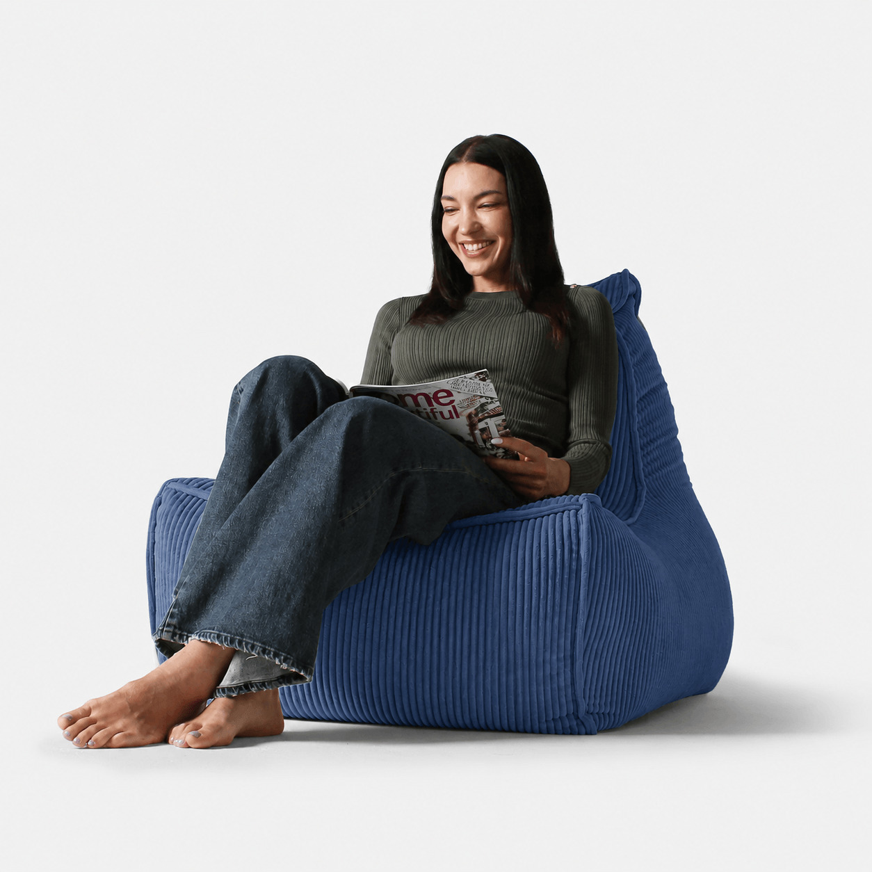 Бескаркасное кресло Tivoli Lounger в вельвете Blue Jazz — синий цвет, Ambient Lounge