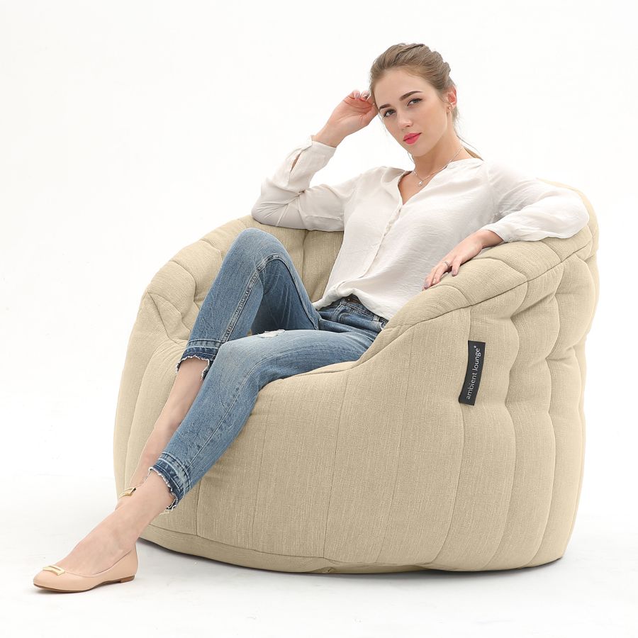 натуральное полукруглое бескаркасное кресло Butterfly Sofa шенилловое — дизайн и качество
