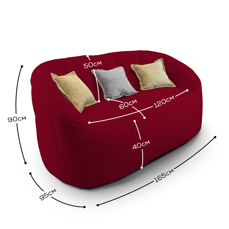 красное двойной бескаркасный диван Butterfly Twin Sofa велюровое для гостиной и домашнего кинотеатра