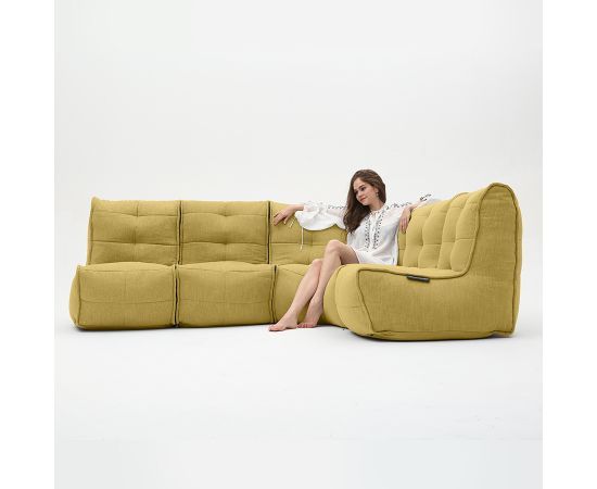 жёлтое Г-образный модульный диван Mod4 L Sofa шенилловое в интерьере гостиная