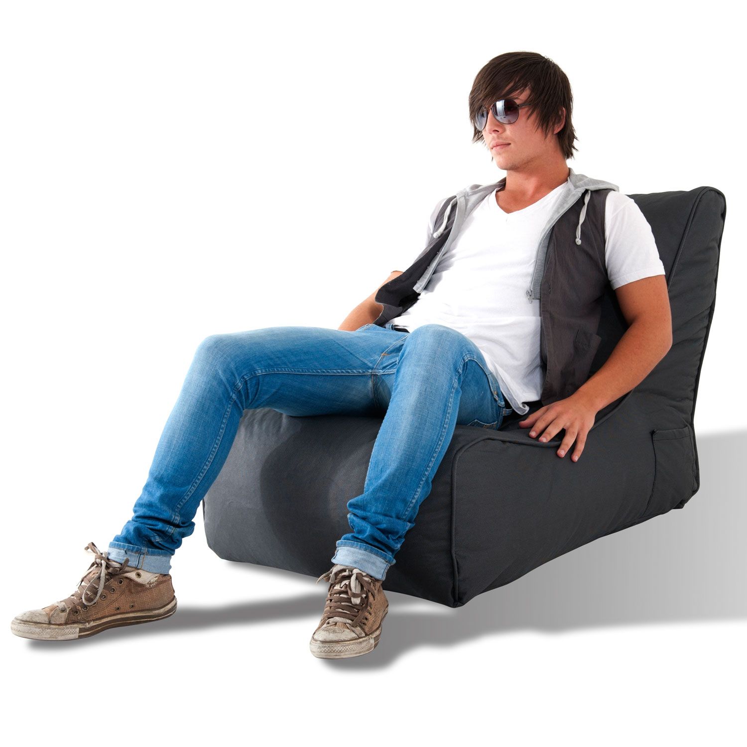 тёмно-серое уличный бескаркасный диван Evolution Sofa уличное (Oxford) для террасы, сада и веранды