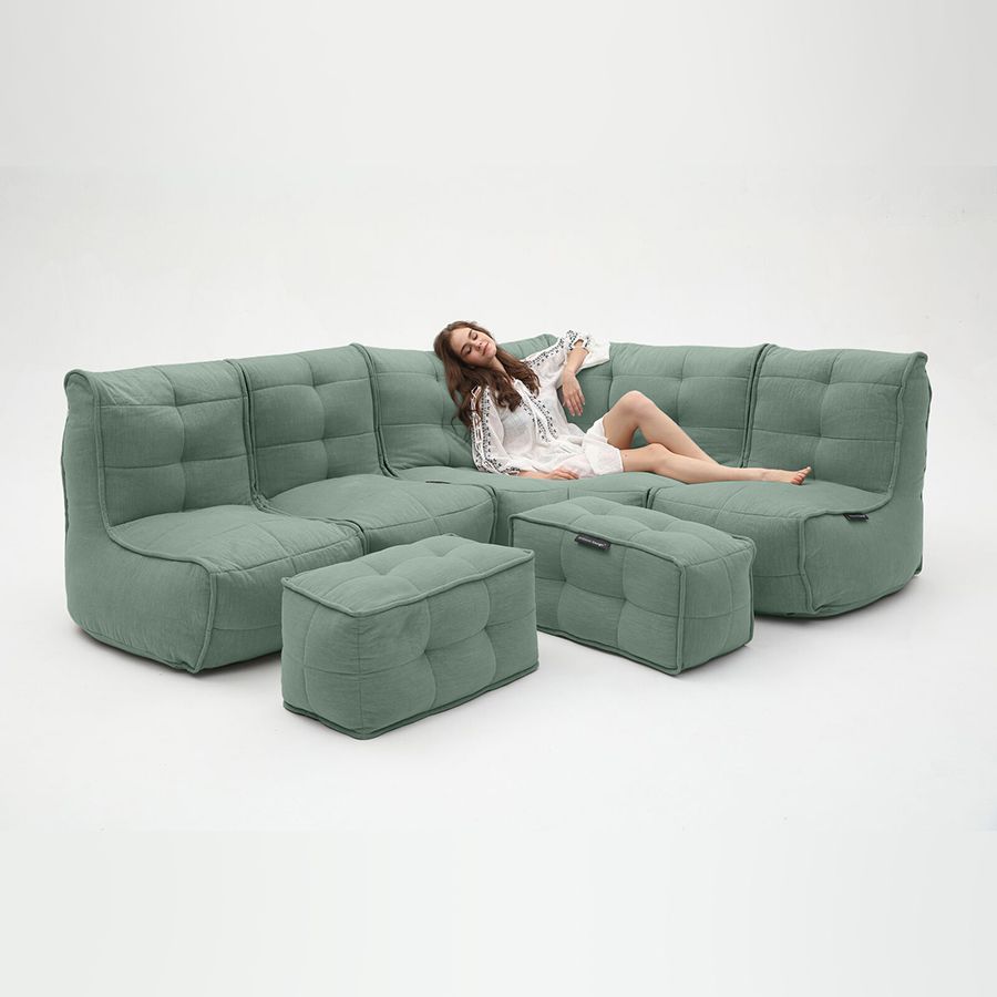 мятное большой лаунж-гарнитур Mod5 Living Lounge шенилловое для гостиной и event-пространства — фото в интерьере