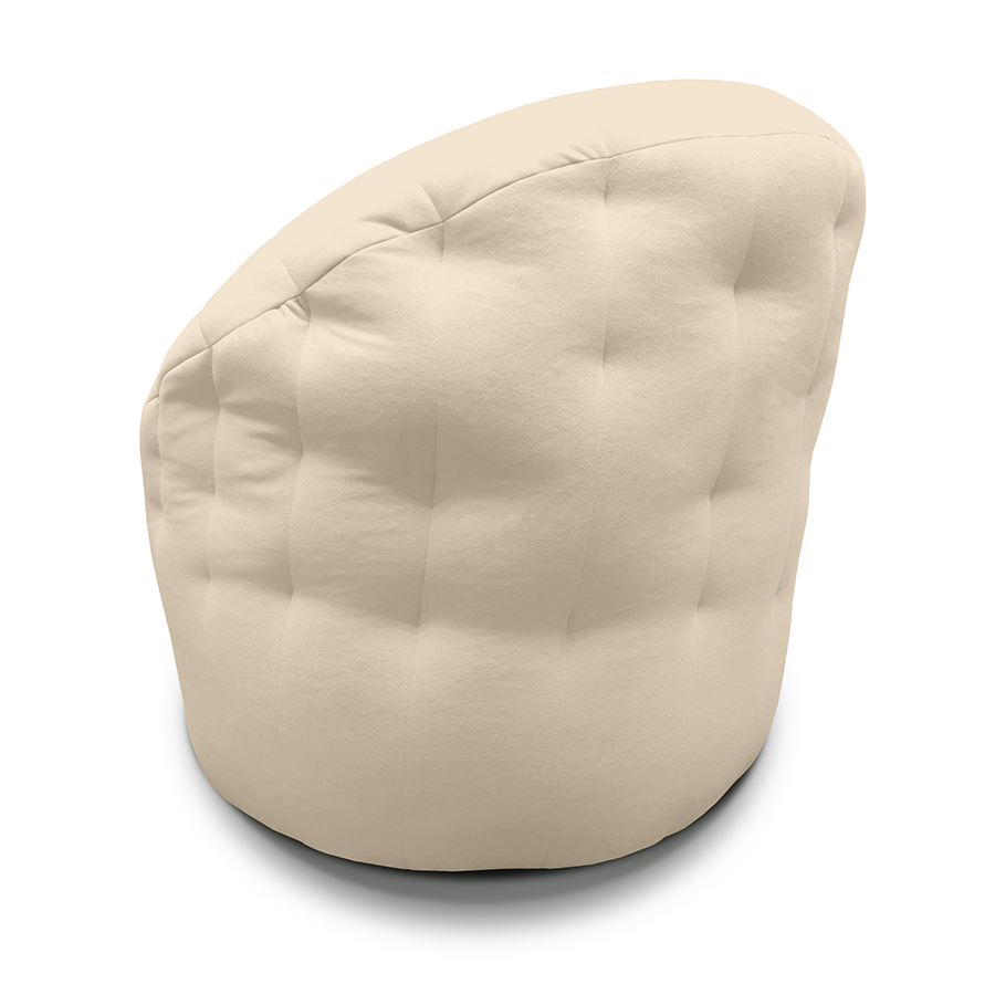 Купить лёгкое бескаркасное кресло Butterfly Light Sofa - Infinity White (молочный светло-бежевый Велюр)