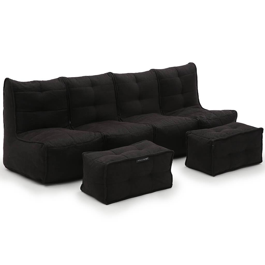 чёрное-графитовое четырёхместный модульный диван Mod4 Quad Couch из Sofa Weave в интерьере гостиная