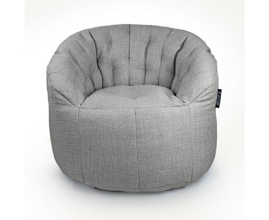 серое полукруглое бескаркасное кресло Butterfly Sofa из рогожки — дизайн и качество