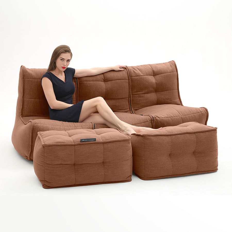 терракотовое просторный диван-кинотеатр Mod3 Movie Couch Deluxe шенилловое для домашнего кинотеатра — вид сбоку