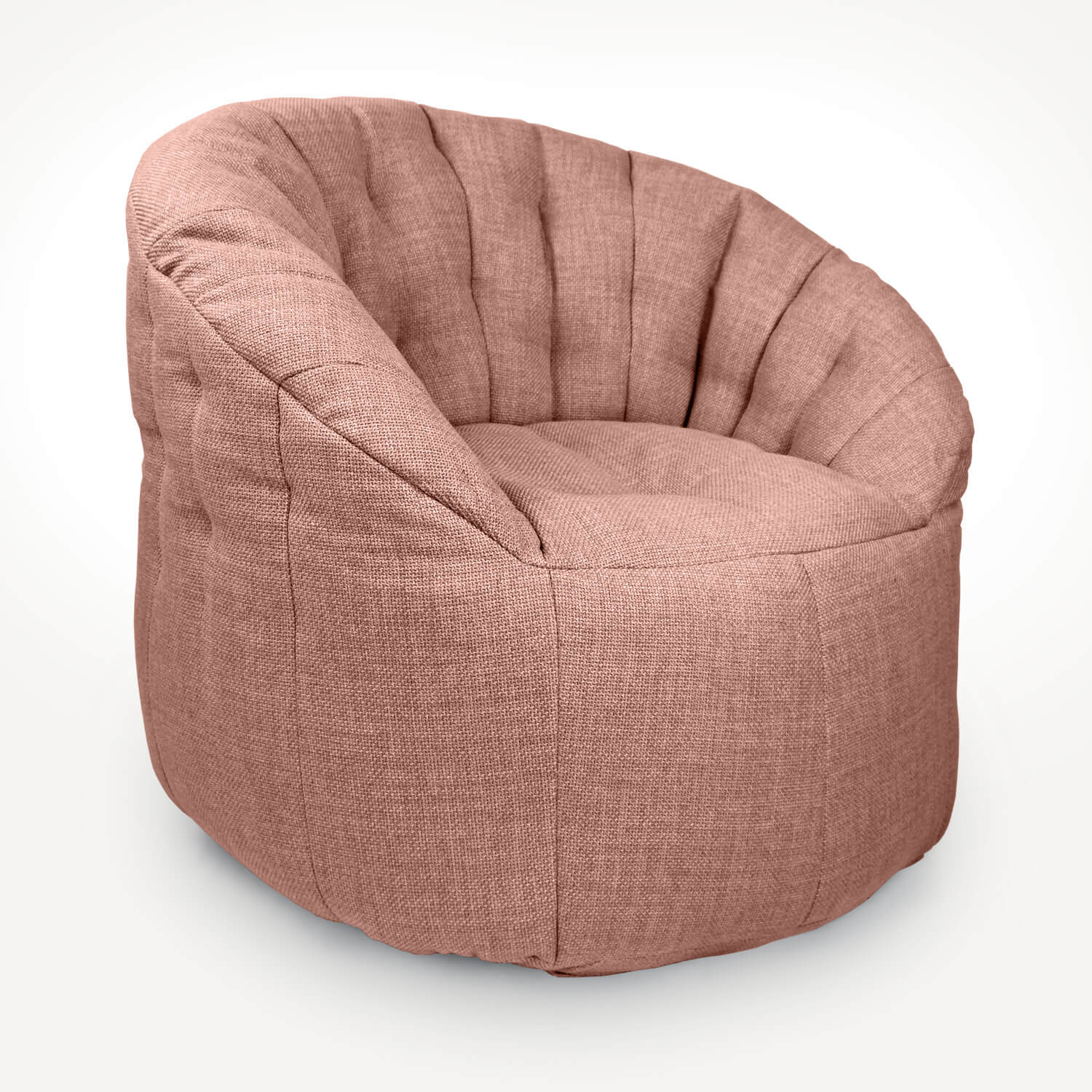 розовое полукруглое бескаркасное кресло Butterfly Sofa из рогожки для гостиной, домашнего кинотеатра и офиса — фото в интерьере