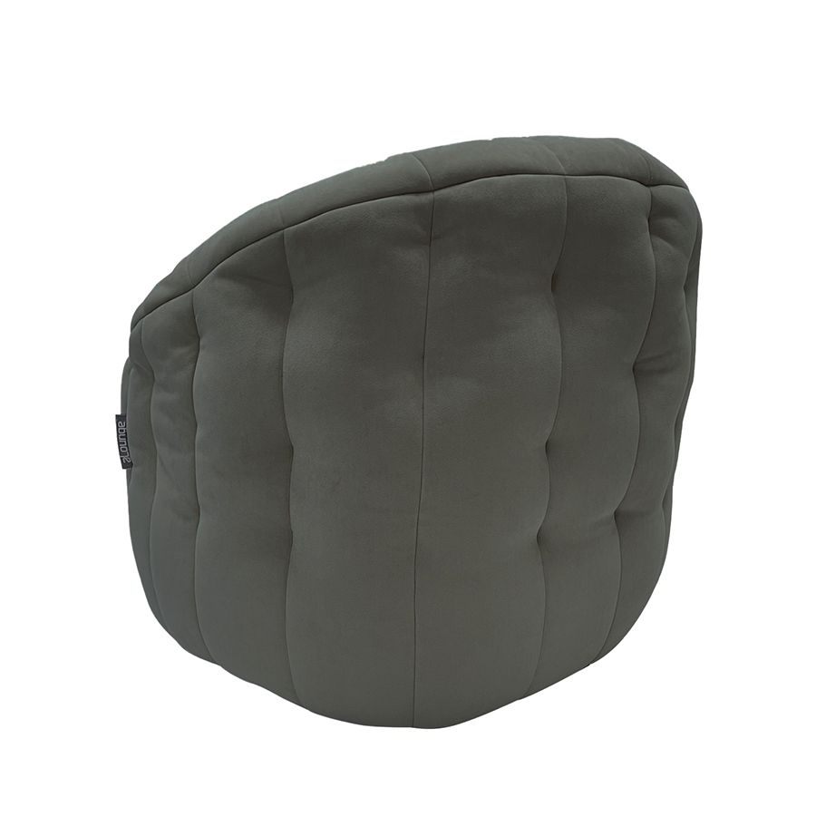 чёрное-графитовое полукруглое бескаркасное кресло Butterfly Sofa велюровое для гостиной, домашнего кинотеатра и офиса — вид сбоку