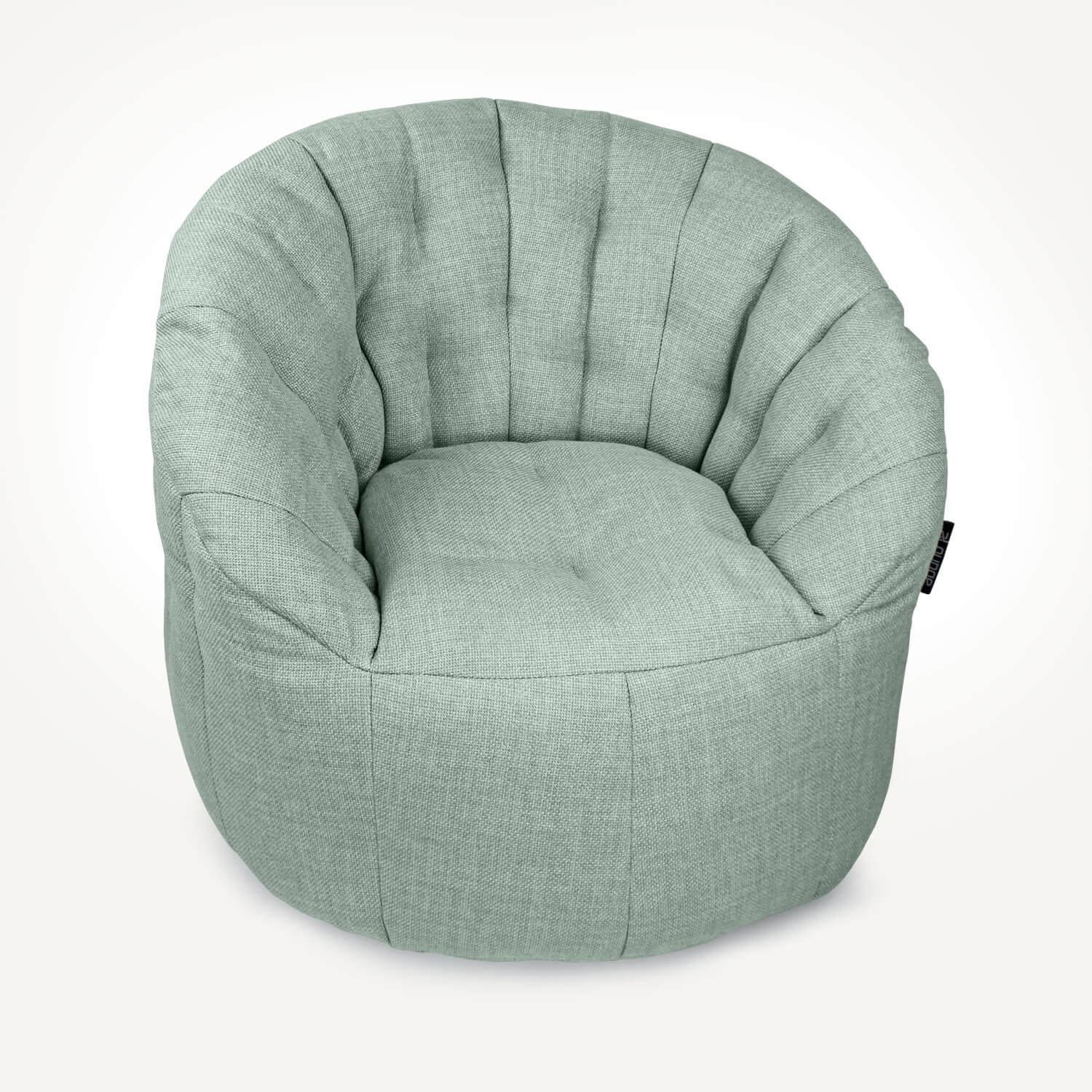 мятное полукруглое бескаркасное кресло Butterfly Sofa из рогожки для гостиной, домашнего кинотеатра и офиса — вид сбоку