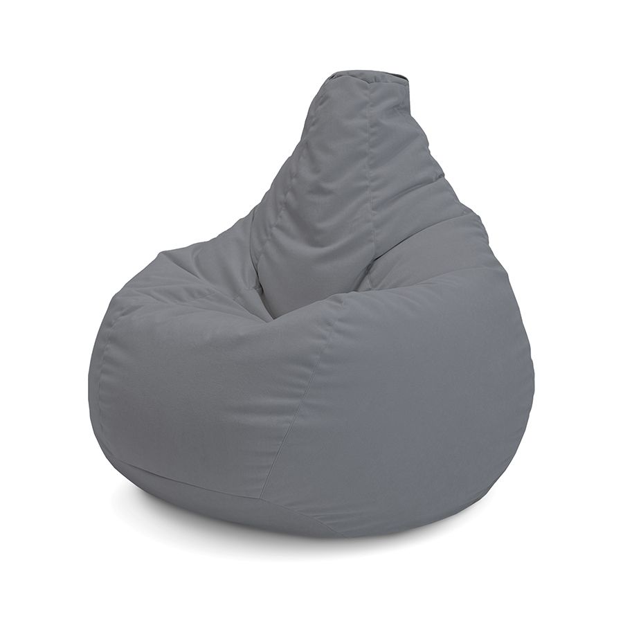 тёмно-серое классический пуф-мешок Bean Bag велюровое для детской, игровой и офиса — вид сбоку