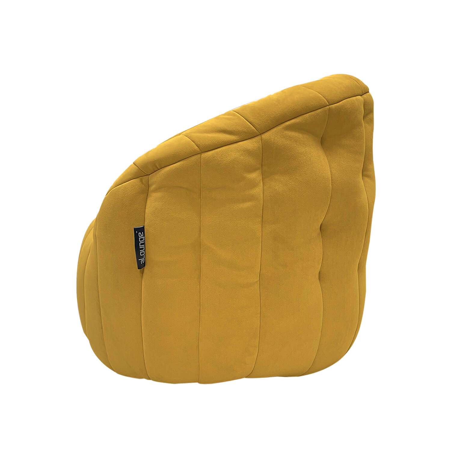 жёлтое полукруглое бескаркасное кресло Butterfly Sofa велюровое для гостиной, домашнего кинотеатра и офиса — вид сбоку