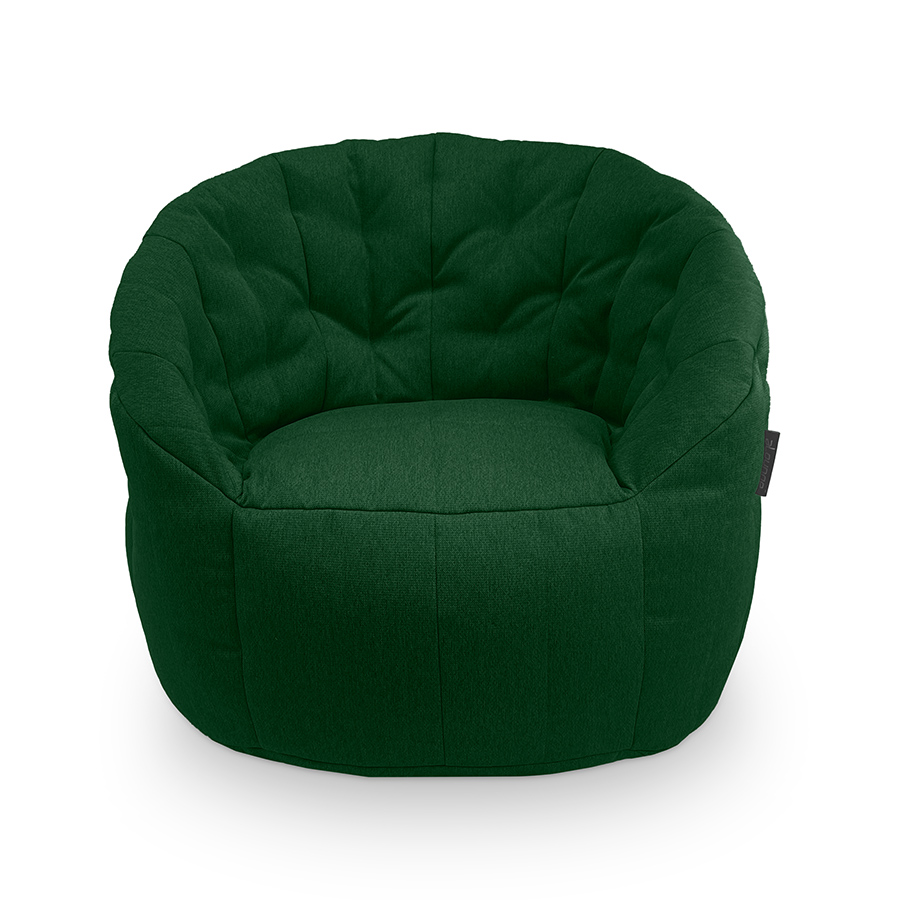 зелёное полукруглое бескаркасное кресло Butterfly Sofa жаккардовое в интерьере гостиная